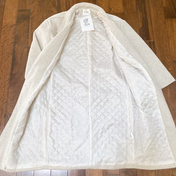 NWT Women Creamy White Button Up Quilted Long Coat - Picture 7 of 9